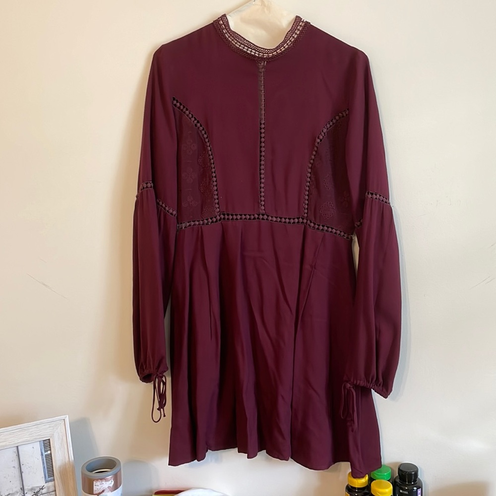 Burgundy long sleeve dress